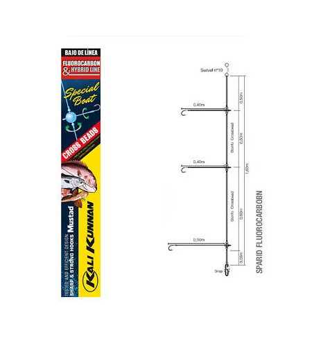 Terminale Bolentino Fluorocarbon 3 Ami Sparidi Amo CHINU 1 MM 0,40/0,35