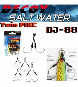 Assist Hook Amo Misura 1/0 Decoy DJ-88 Twin Pike Assist Hook For Shore e Light Jigging