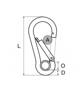 MOSCHETTONE STANDARD EYE D MM 8 L MM 80 A MM 10 O MM 11,5 ACCIAIO INOX AISI 316 CON OCCHIELLO