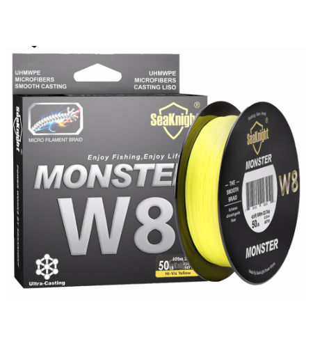 MULTI FIBRA 8 FILI YELLOW LB 65 MM 0,37 MT 500 BRAID 8 FILI MONSTER W8 KG 29,5