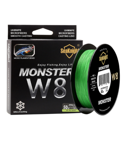 MULTI FIBRA 8 FILI GREEN LB 65 MM 0,37 MT 500 BRAID 8 FILI MONSTER W8 KG 29,5