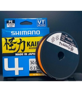 Shimano Kairiki 4 FILI 300 MT HI VIS ORANGE 0.230mm 30 LB 18.6kg