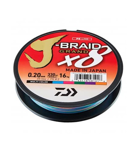 Trecciato DAIWA J-BRAID GRAND X8 0,35 MM Colore MULTI 300 MT LB 79 LB 36 KG