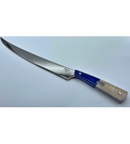 Coltello Acciaio DORADO SASHIMI Cm 31 in RWL 34 ZFA BLU WHITE high quality' Made in Italy 100%