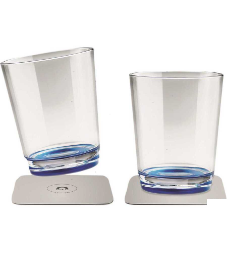 SET 2 BICCHIERI MAGNETICI COLORE TRASPARENTE BLUE