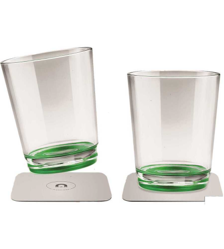 SET 2 BICCHIERI MAGNETICI COLORE TRASPARENTE VERDE