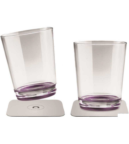 SET 2 BICCHIERI MAGNETICI COLORE TRASPARENTE VIOLA 