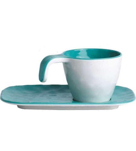 TAZZINA DA CAFFÈ CON PIATTINO SUMMER AQUA CONFEZIONE 6 PEZZI