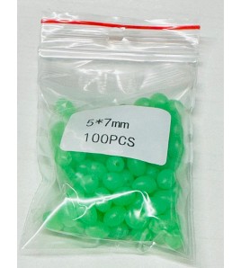 Perline 5x7 mm ZFA SOFT GREEN GLOW BEADS OVALI 100 PZ