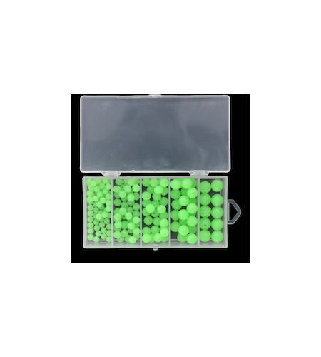 Kit Scatola Perline 5 Misure ZFA SOFT GREEN GLOW BEADS Tonde 150 PZ