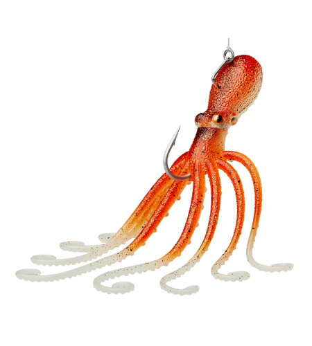 ARTIFICIALE SILICONE 3D OCTOPUS SAVAGE COLORE UV ORANGE GLOW CM 15 GR 70