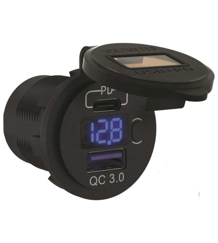 PRESA USB+VOLTMETER SOCKET
