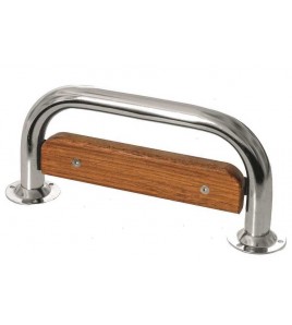Gradino Maniglia Acciaio Inox e Legno Cm 30 x 12,5