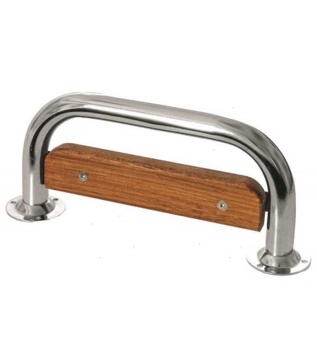 Gradino Maniglia Acciaio Inox e Legno Cm 30 x 12,5