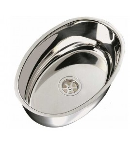 LAVELLO OVALE INOX LUCIDO Incasso 360x240 mm Esterno 385x265 mm H 130 mm