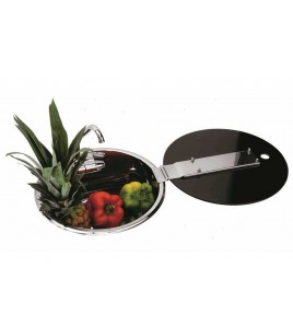 LAVELLO TONDO INOX LUCIDO CON COPERCHIO Diametro 300 mm H 180 mm