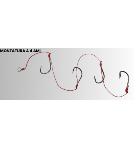 Terminale Palluccella Calamaro a Due Ami montato a 4 ami M2