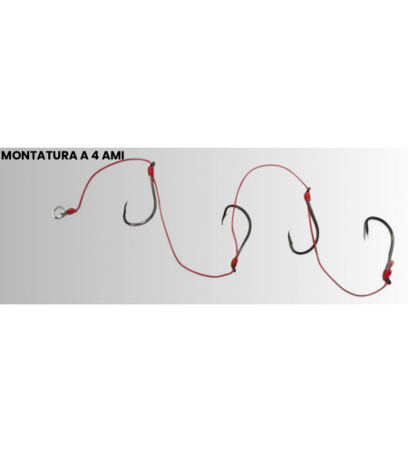 Terminale Palluccella Calamaro a Due Ami montato a 4 ami M2