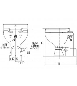 WC - TOILET BARCA ELETTRICA JOHNSON AQUAT STANDARD COMPACT 12V